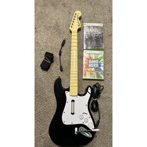 Rock Band Xbox 360 Wired Guitar Bundle w/ 2 Games Tested RockBand Fast Shipping